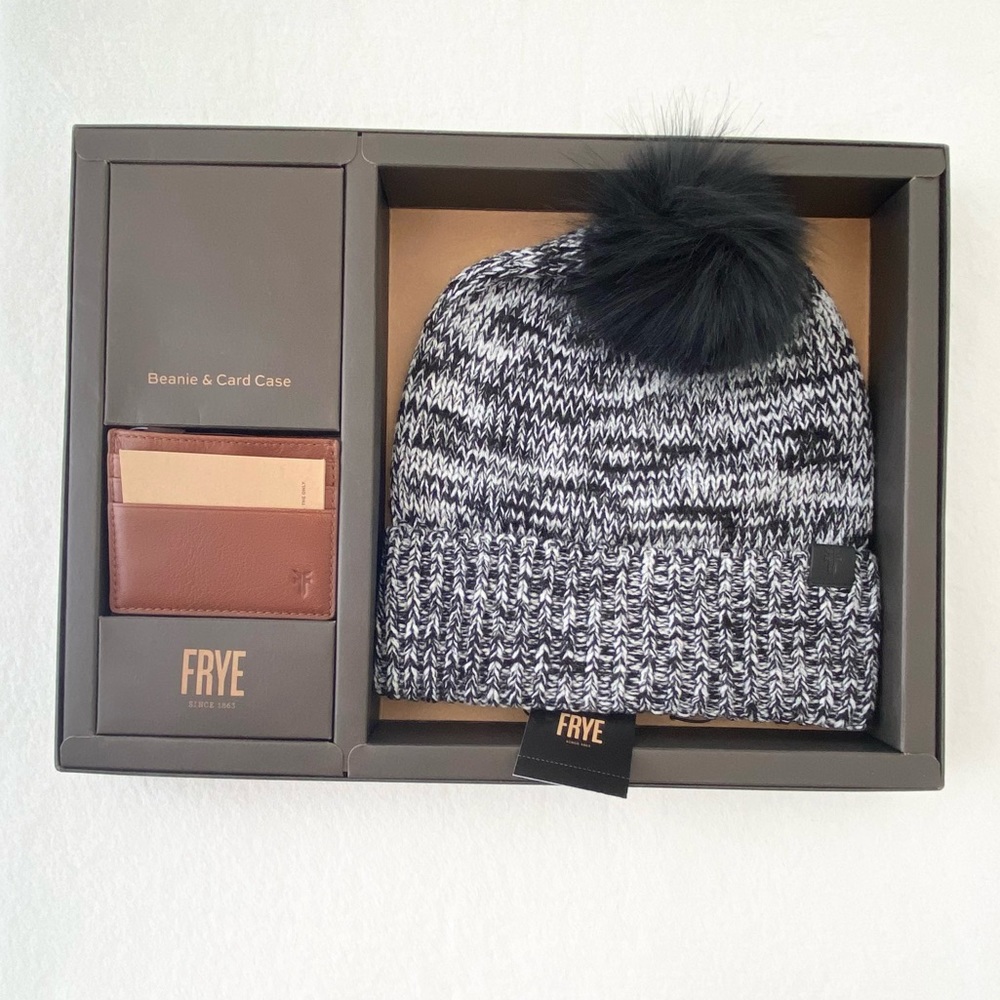 Frye beanie and card case